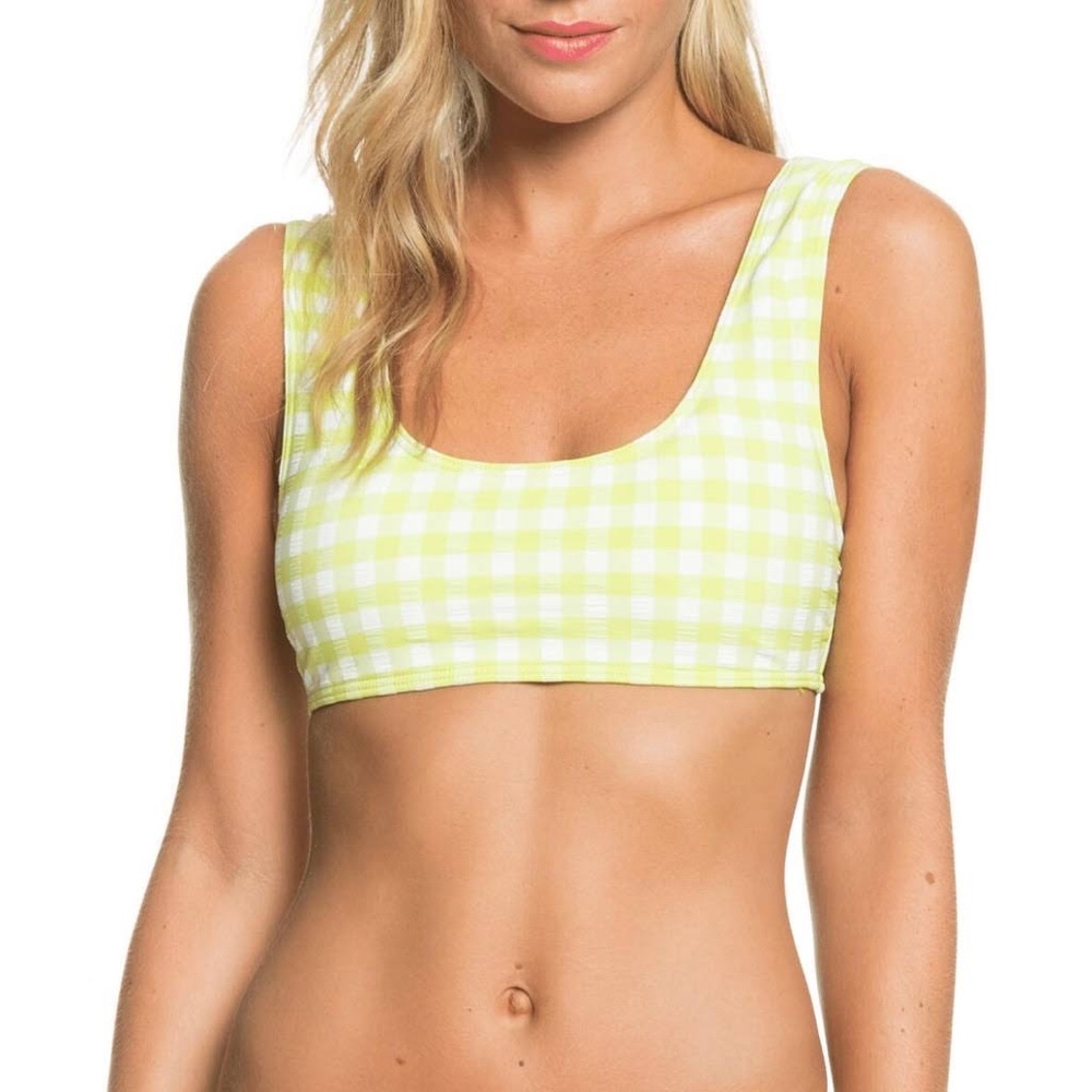 NWT 3 PIECE Roxy Gingham Bikini Set Limeade Green - Picture 5 of 15